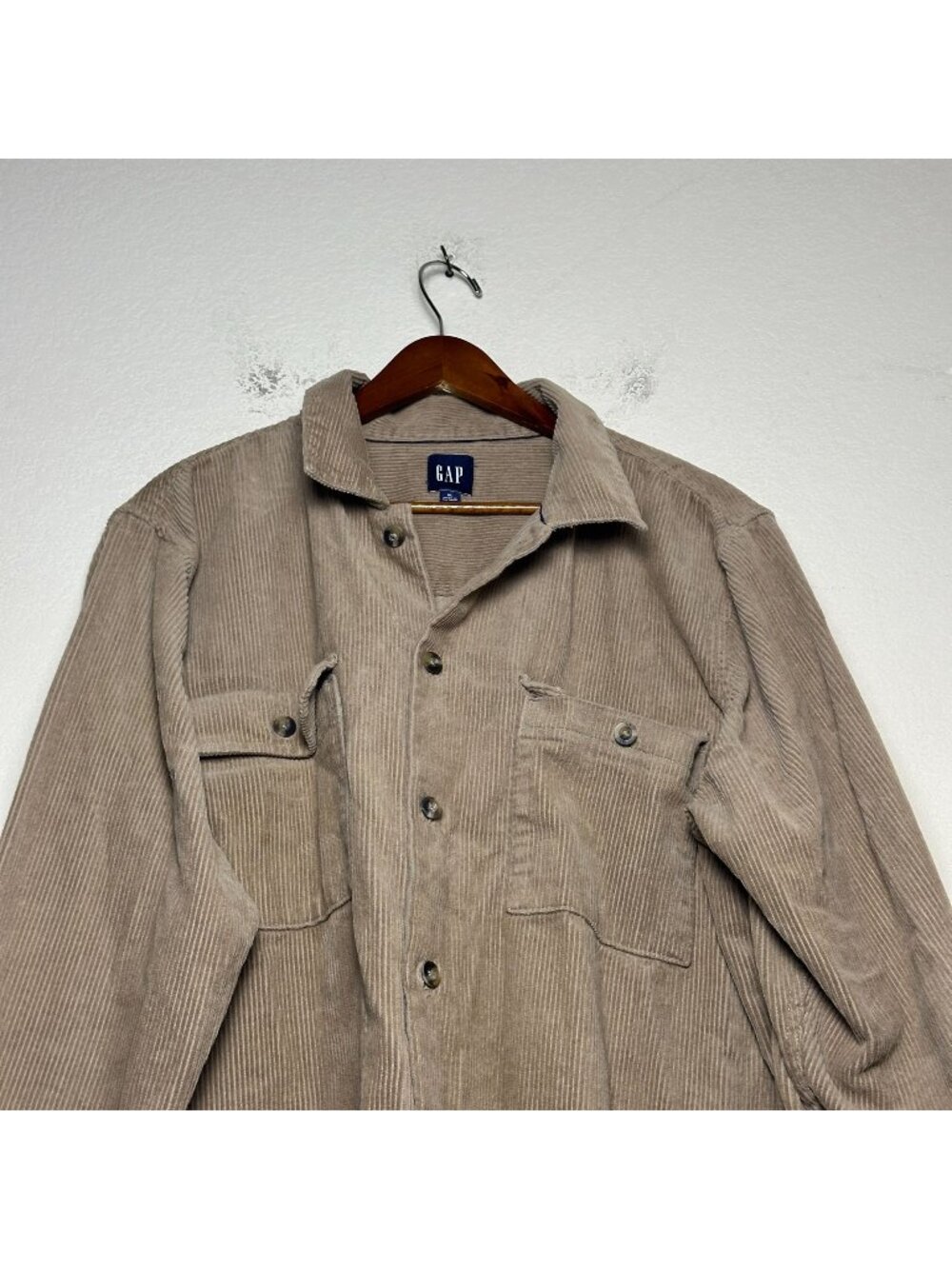 GAP Shirt Men XL Button up Casual Corduroy Brown Tan Preppy Minimal Long Sleeve